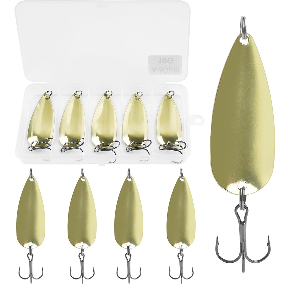 5Pcs Fishing Spoons Metal Fish - Fishing Hook Treble 评论和价格