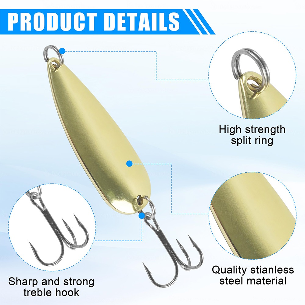 5Pcs Fishing Spoons Metal Fish - Fishing Hook Treble 评论和价格