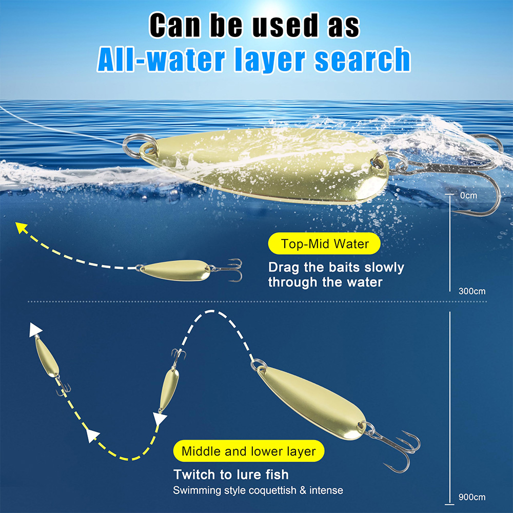 5Pcs Fishing Spoons Metal Fish - Fishing Hook Treble 评论和价格