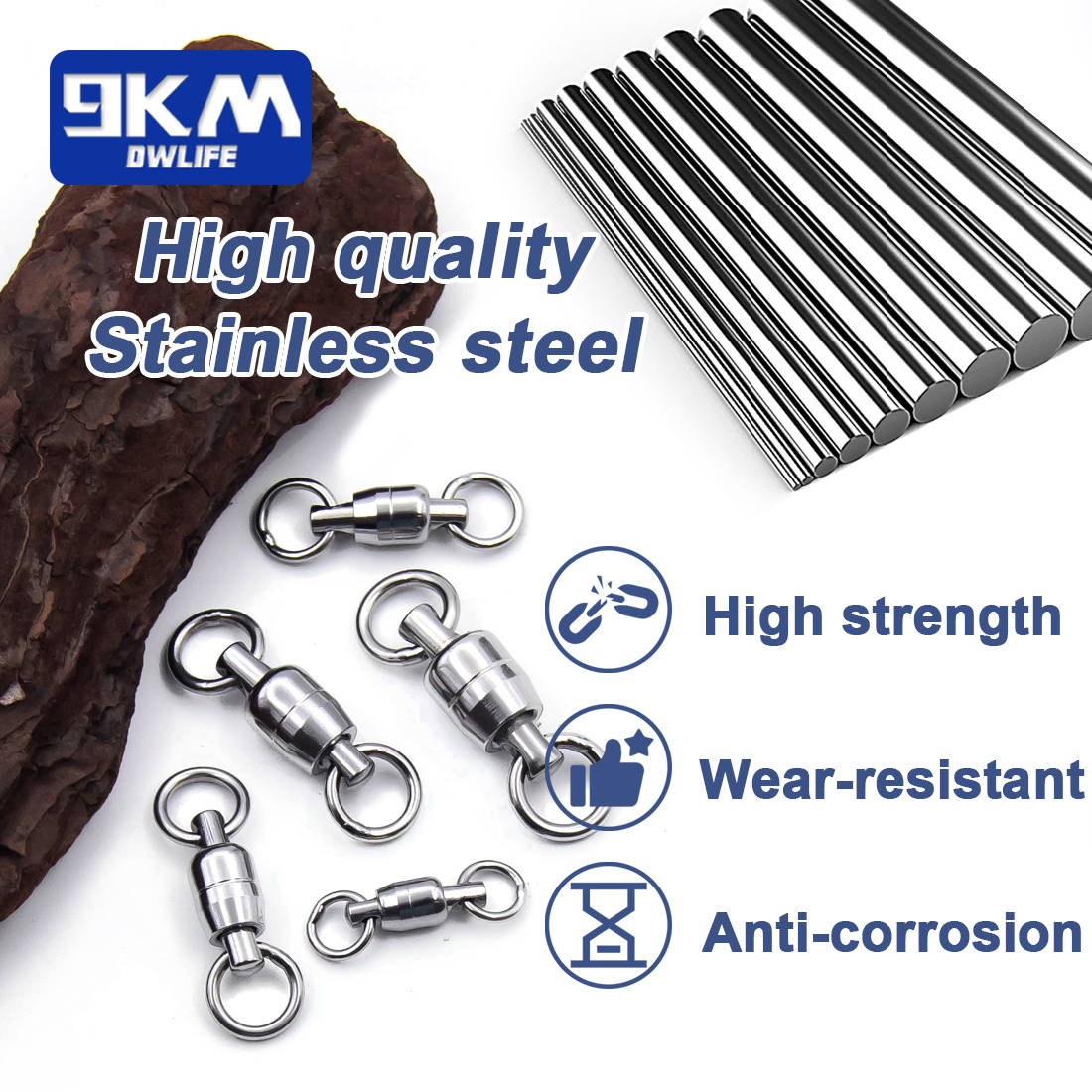 Ball Bearing Swivel 10~30Pcs S - Fishing Hook Barbless 评论和价格
