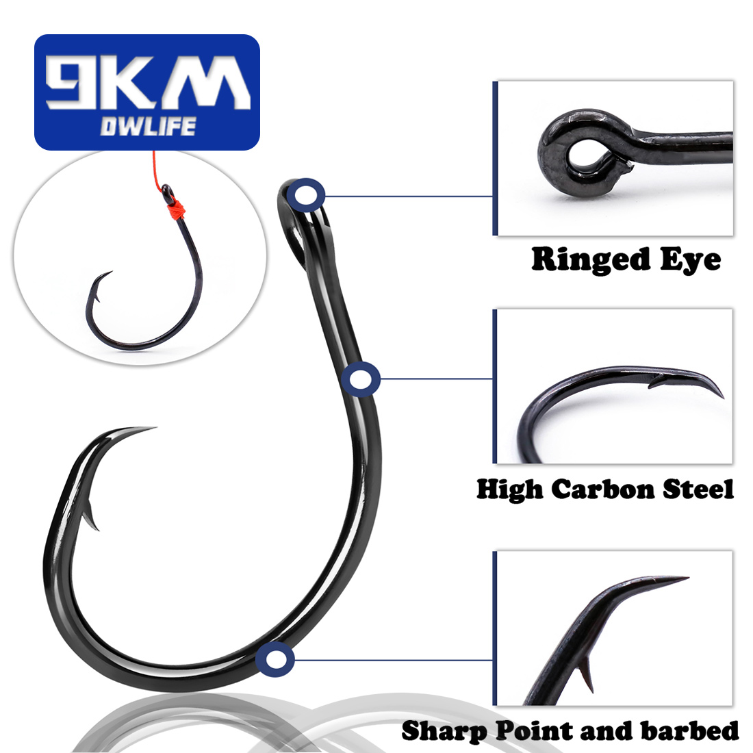 9KM 25-50Pcs Inline Wide Gap C - Fishing Hook Circle 评论和价格