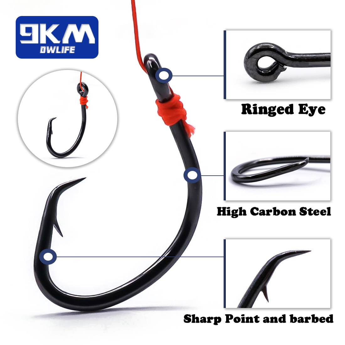 9KM Circle Hooks 25~50Pcs Salt - Fishing Hook Barbless 评论和价格