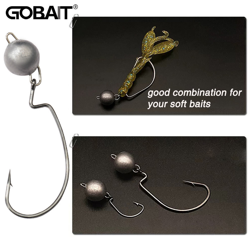 5pcs Metal Jig Head Worm Hooks - Fishing Hook Weedless 评论和价格
